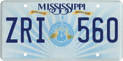 MS license plate ZRI560