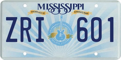 MS license plate ZRI601
