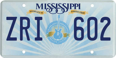 MS license plate ZRI602