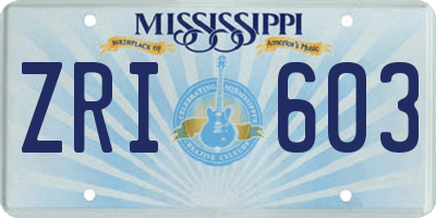 MS license plate ZRI603