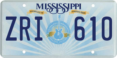 MS license plate ZRI610