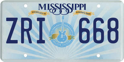 MS license plate ZRI668