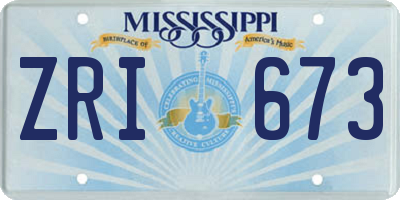 MS license plate ZRI673