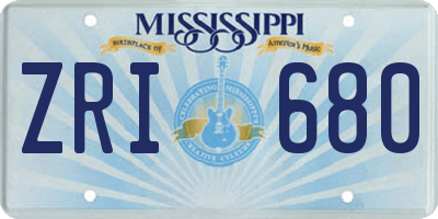 MS license plate ZRI680