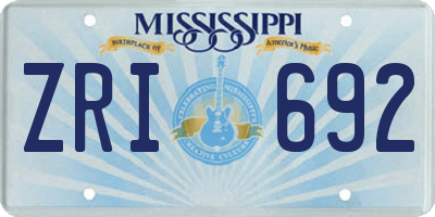 MS license plate ZRI692