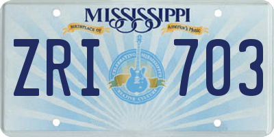 MS license plate ZRI703