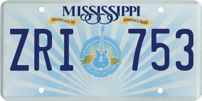 MS license plate ZRI753