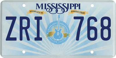 MS license plate ZRI768