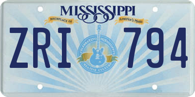 MS license plate ZRI794