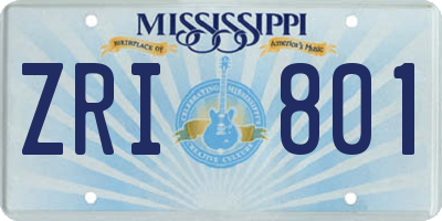 MS license plate ZRI801