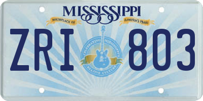 MS license plate ZRI803