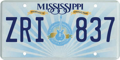 MS license plate ZRI837