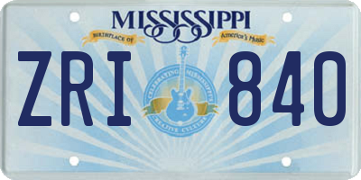 MS license plate ZRI840