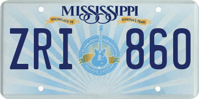MS license plate ZRI860