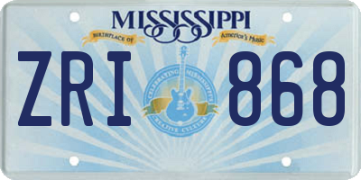 MS license plate ZRI868
