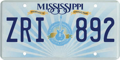 MS license plate ZRI892