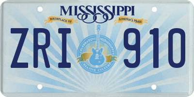 MS license plate ZRI910
