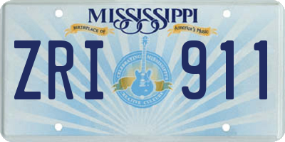 MS license plate ZRI911
