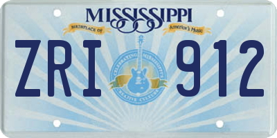 MS license plate ZRI912