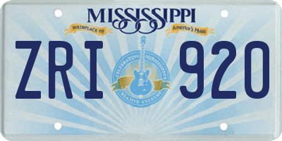 MS license plate ZRI920
