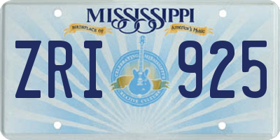 MS license plate ZRI925