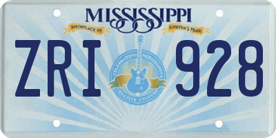 MS license plate ZRI928