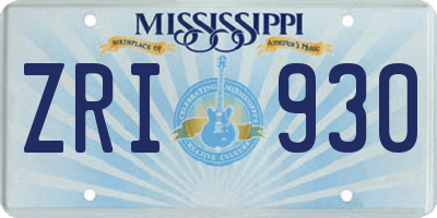 MS license plate ZRI930
