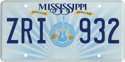 MS license plate ZRI932