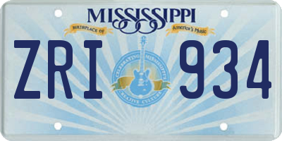 MS license plate ZRI934