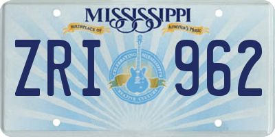 MS license plate ZRI962
