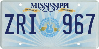 MS license plate ZRI967