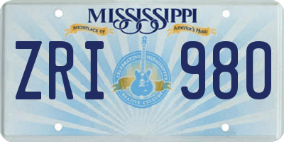 MS license plate ZRI980