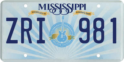 MS license plate ZRI981
