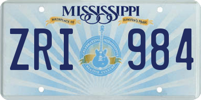 MS license plate ZRI984