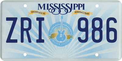 MS license plate ZRI986