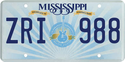 MS license plate ZRI988