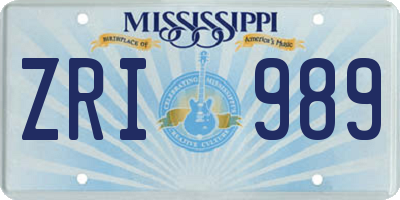 MS license plate ZRI989