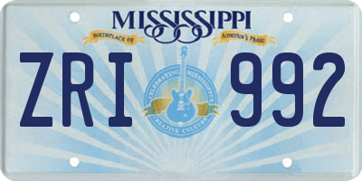MS license plate ZRI992