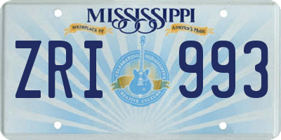 MS license plate ZRI993