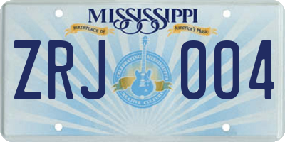 MS license plate ZRJ004