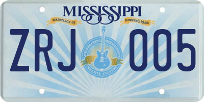 MS license plate ZRJ005