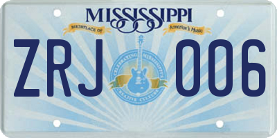 MS license plate ZRJ006