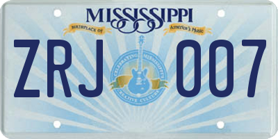 MS license plate ZRJ007