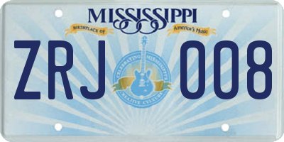 MS license plate ZRJ008