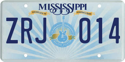 MS license plate ZRJ014