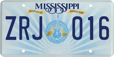 MS license plate ZRJ016