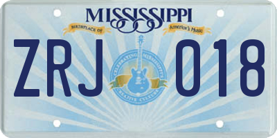 MS license plate ZRJ018