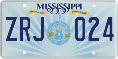 MS license plate ZRJ024