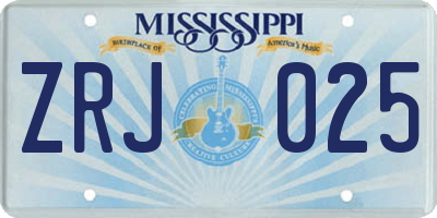MS license plate ZRJ025