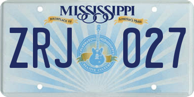 MS license plate ZRJ027